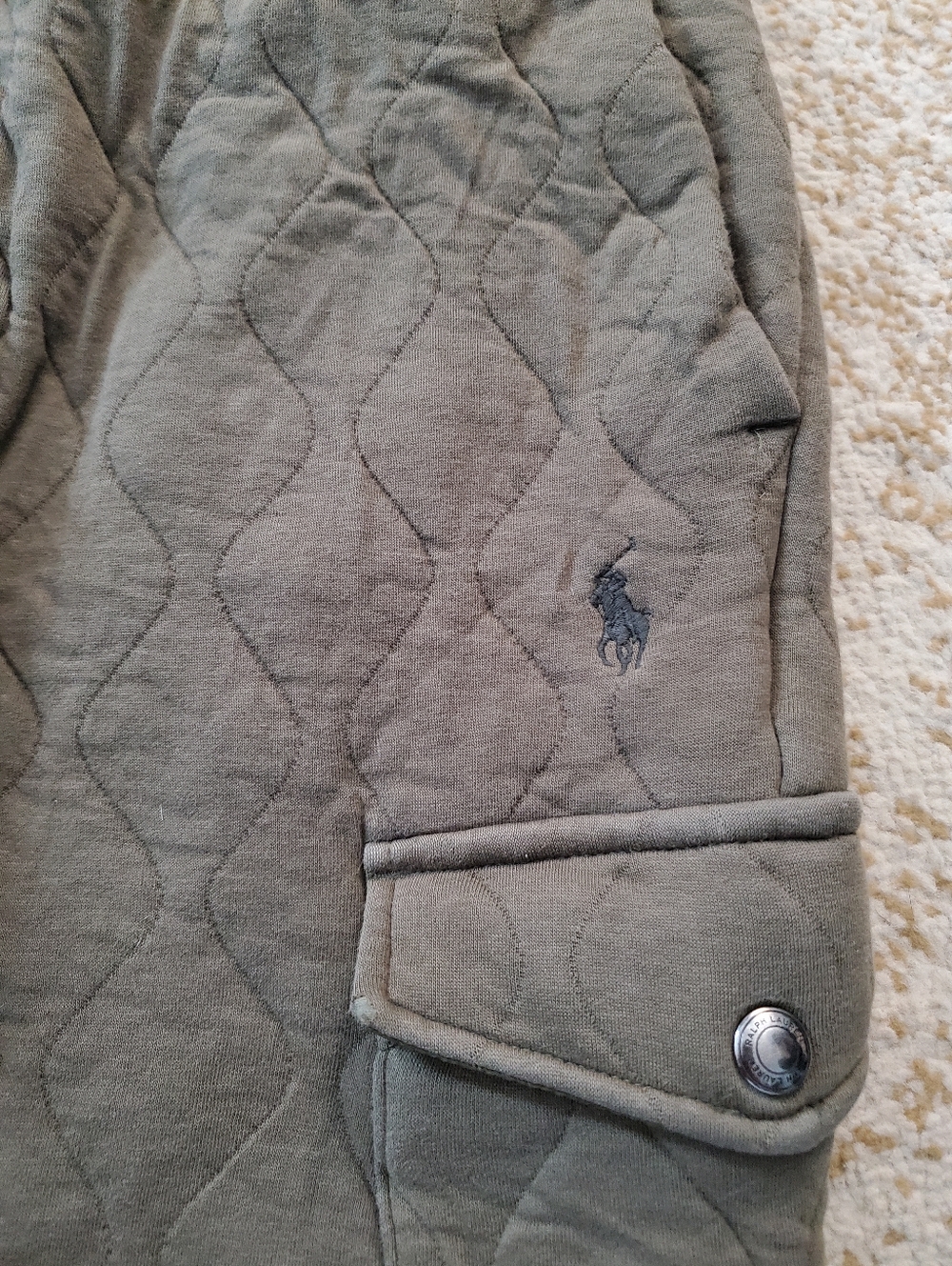 POLO RALPH LAUREN Luxury Jersey Quilted Cargo Joggers M - Picture 3 of 12